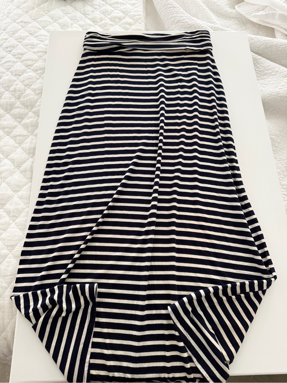 J. Crew Black and White Striped Maxi Skirt